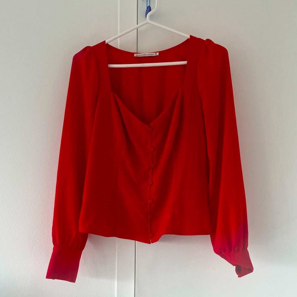 Abercrombie & Fitch Sweetheart Neckline Red Top